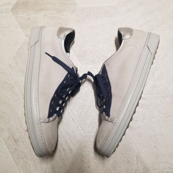 Tod's Grey Blue Leather And Nubuck Suede Low Top Sneakers 38 - Picture 2 of 11